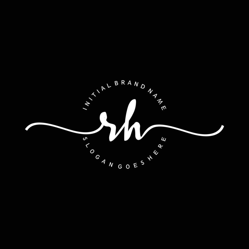 Initial RH handwriting logo template vector