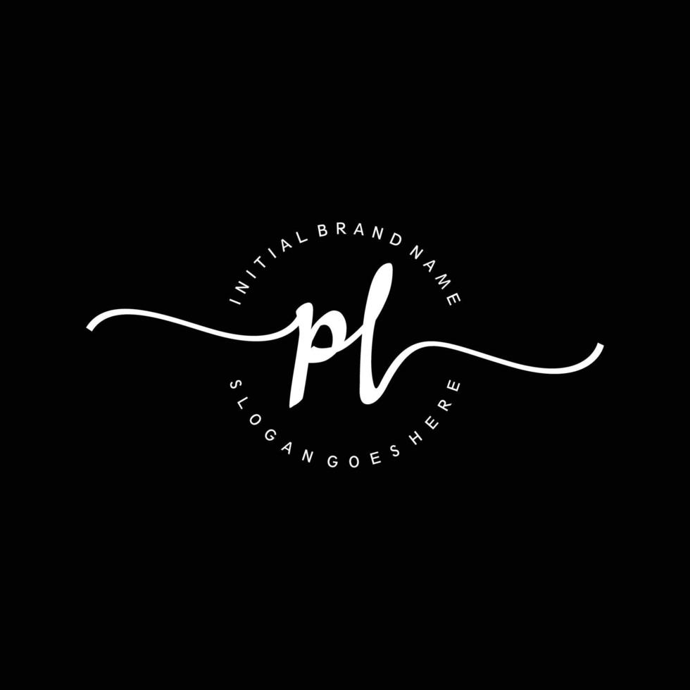 Initial PL handwriting logo template vector
