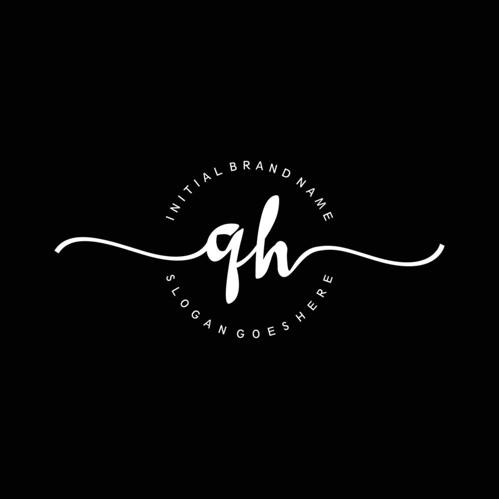 Initial QH handwriting logo template vector