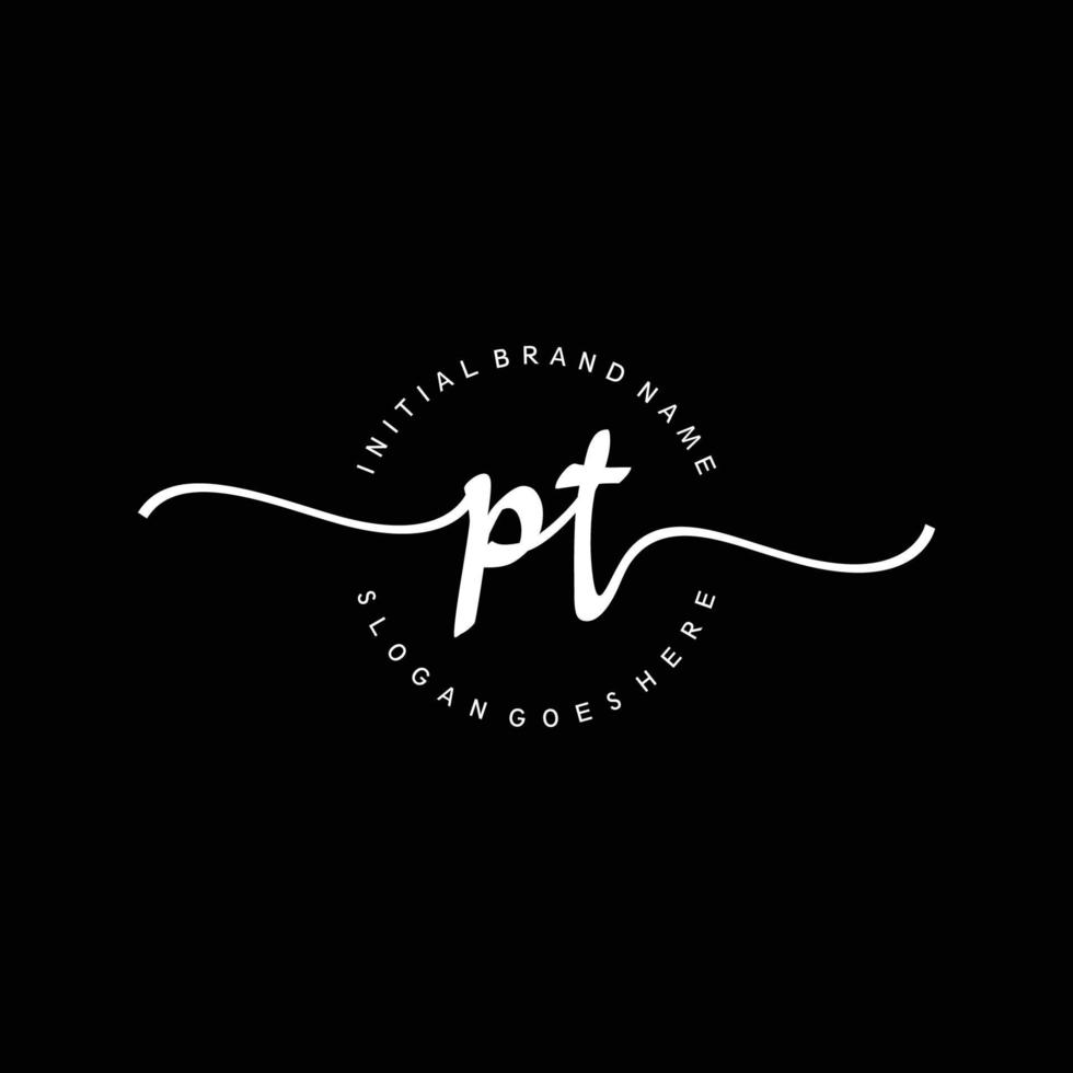 Initial PT handwriting logo template vector