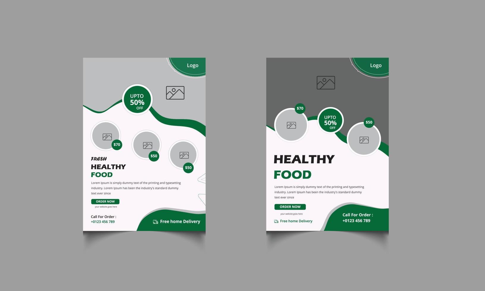 food healthy modern flyer template vector