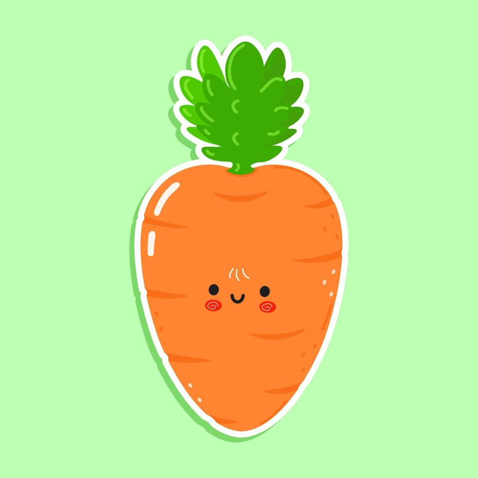Sticker carrot character. Vector hand drawn cartoon kawaii character illustration icon. Isolated on white background. Carrot character concept