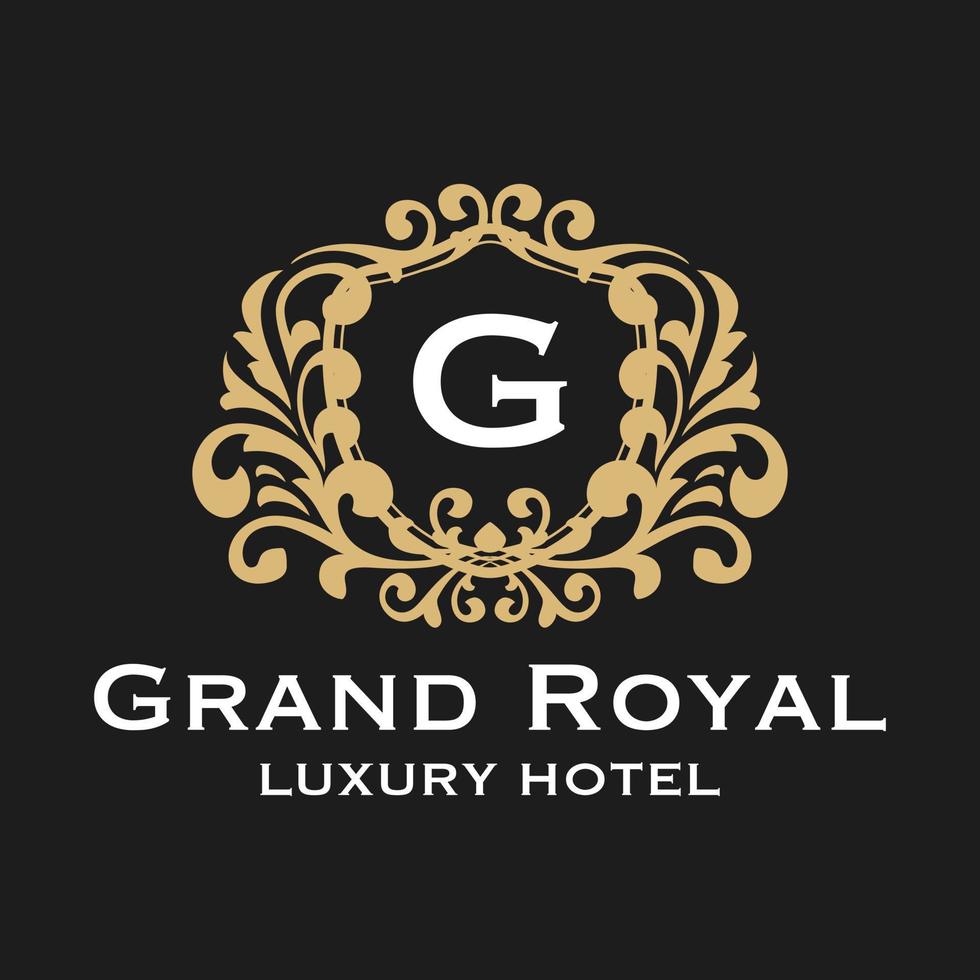 ilustración vectorial logo grand royal hotel de lujo diseño vintage vector