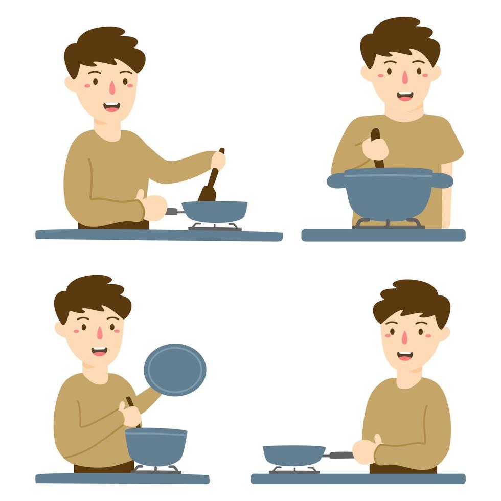 people cooking flat design vector