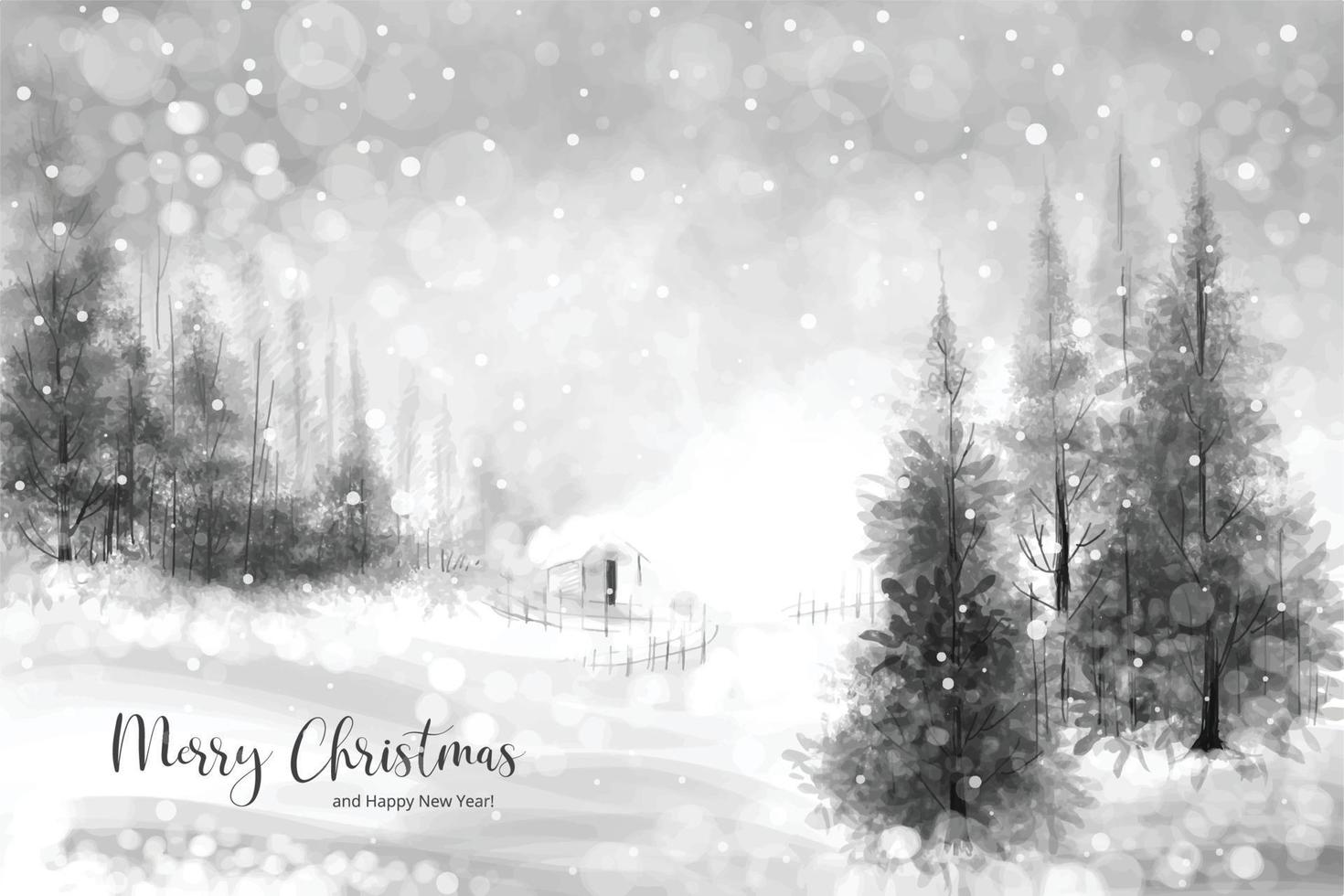 Christmas winter scenery of cold weather and frost christmas tree background vector