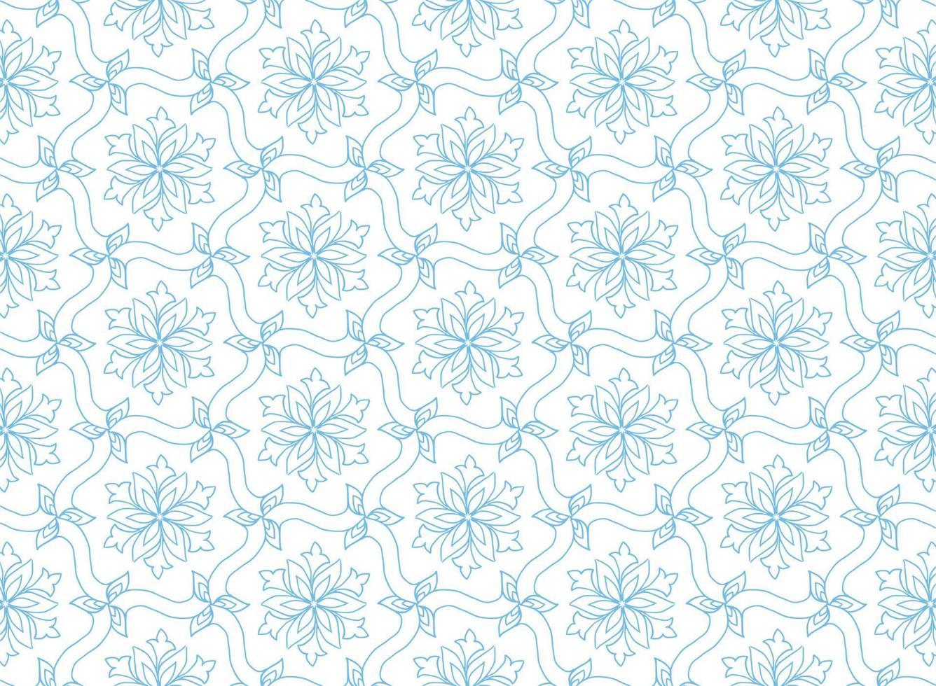 Decorative ethnic floral seamless blue pattern background vector