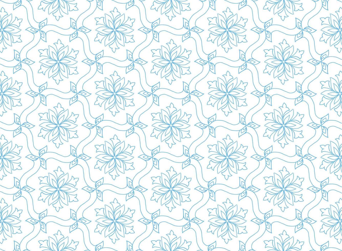 Decorative ethnic floral seamless blue pattern background vector