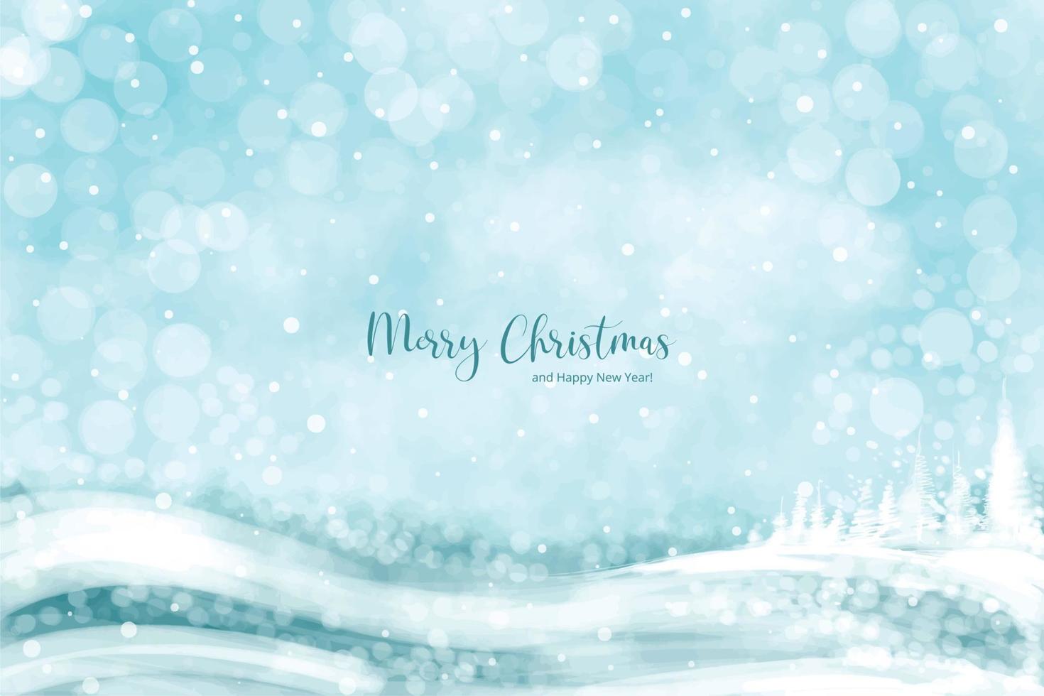 New year and christmas winter landscape card background vector