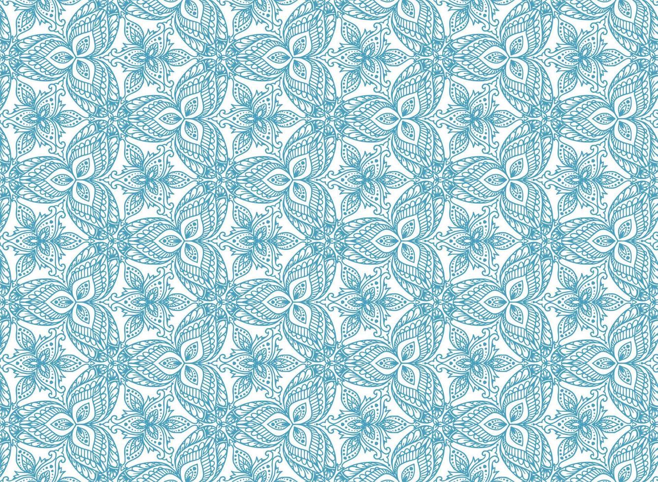 Decorative ethnic floral seamless blue pattern background vector