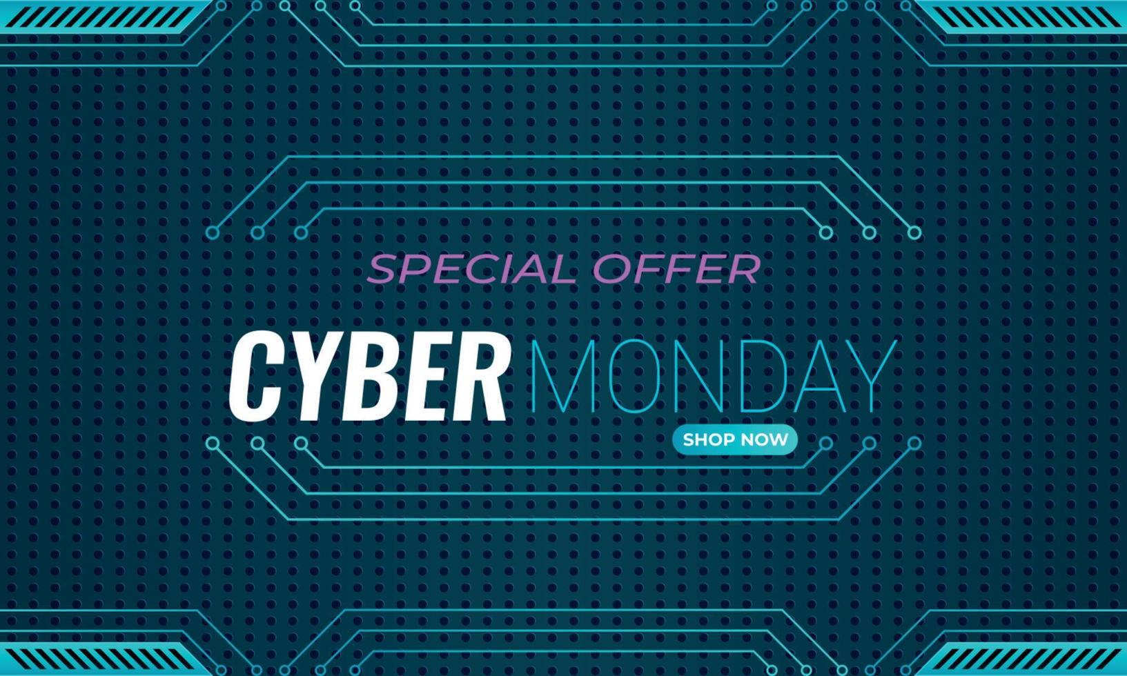 Cyber Monday Sale. Modern advertising design with circuit board pattern. vector