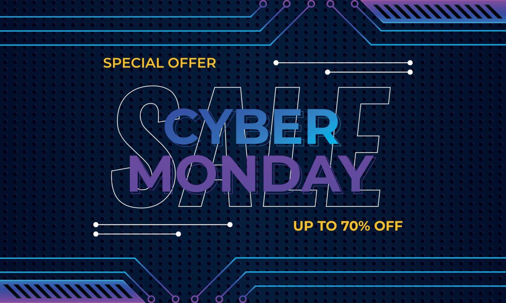 Cyber Monday Sale Special Offer. Modern futuristic advertising design with circuit board pattern. vector