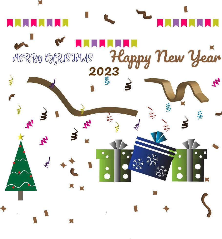 Abstract christmas and new year background with fir tree and gifts. vector