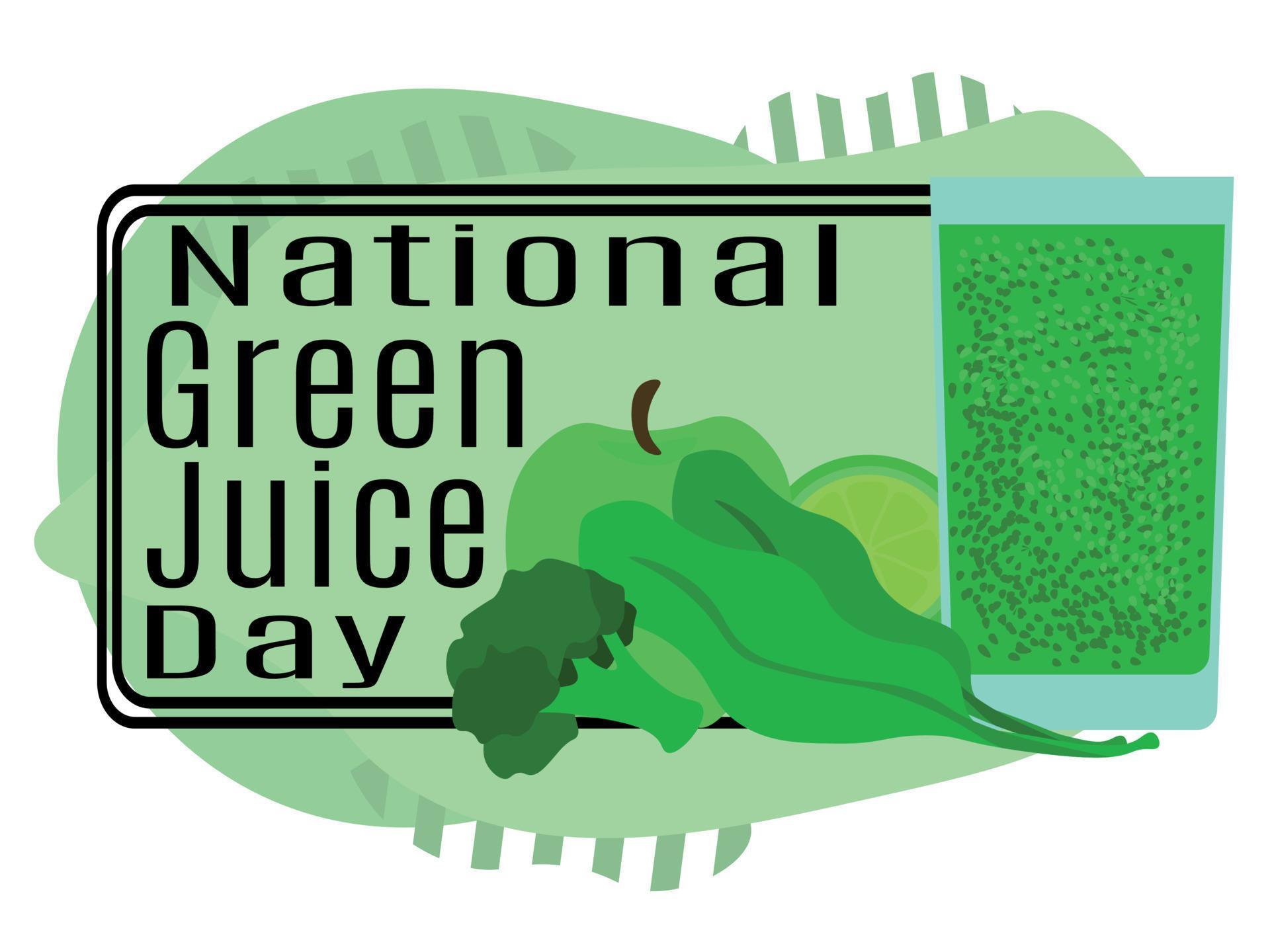 National Green Juice Day, Idea for poster, banner, flyer, card or menu
