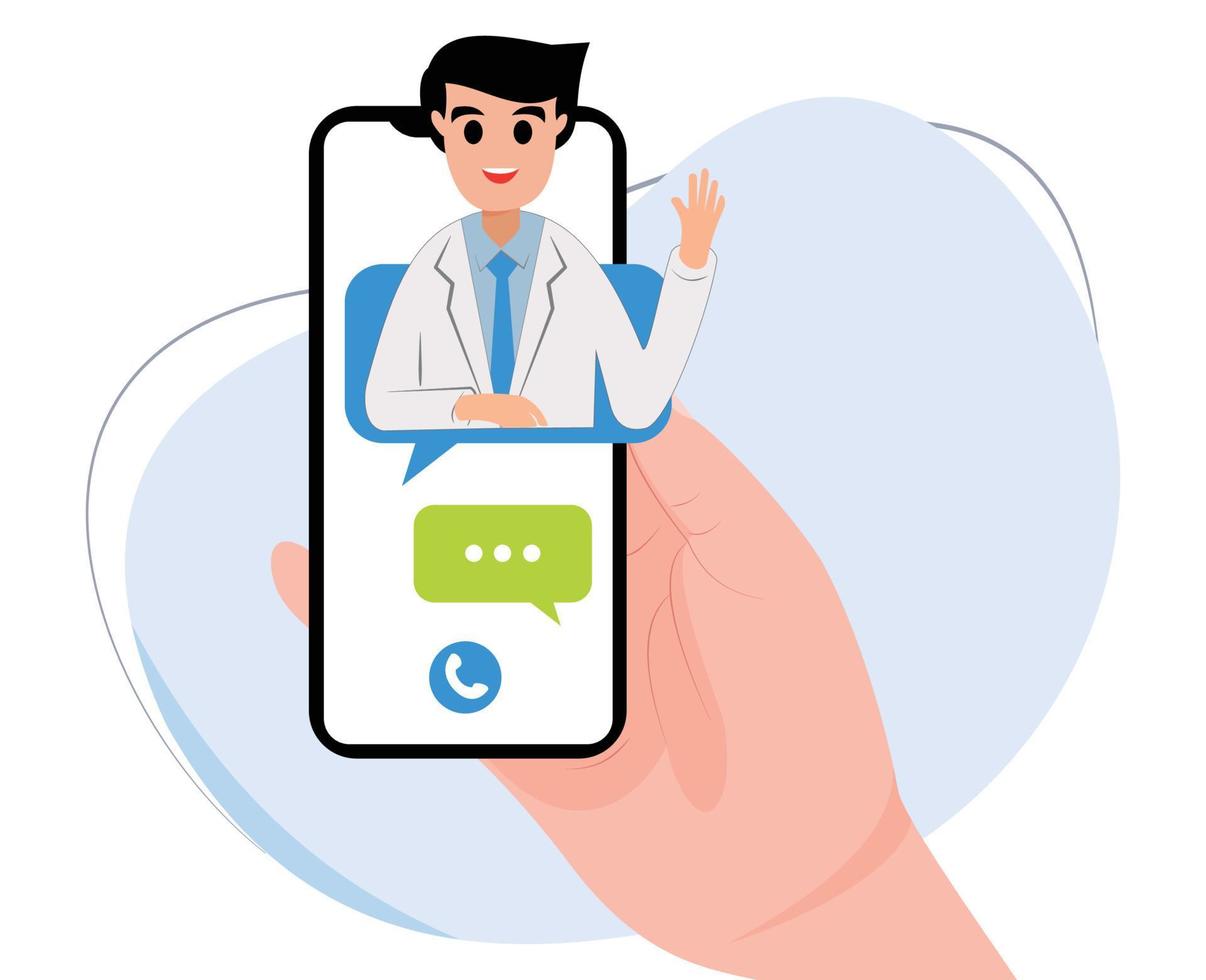 online doctor consultation flat design logo aplication. doctor cartoon for mobile app vector