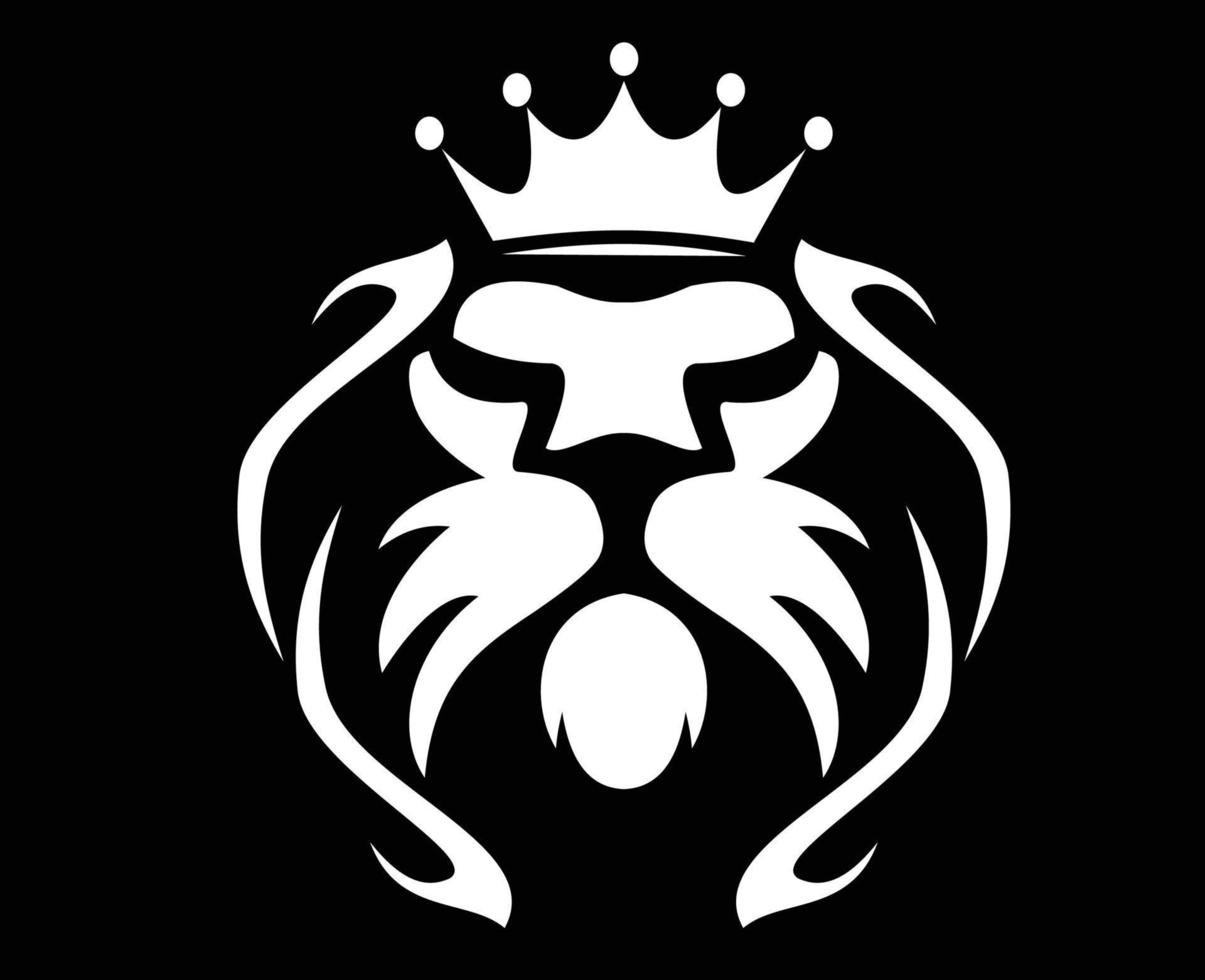 lion head logo with king crown vector