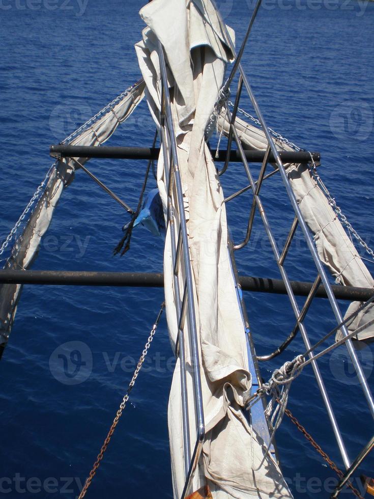 The bow of the ship overlooking the Mediterranean Sea near Antalya photo