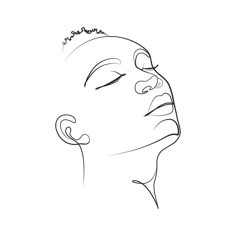 Face line art, drawing of face, fashion concept, woman beauty minimalist, vector illustration, Contemporary portrait