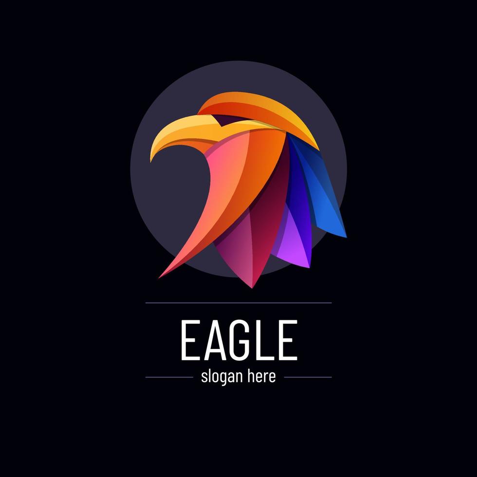 Abstract colorful gradient design eagle logo template vector