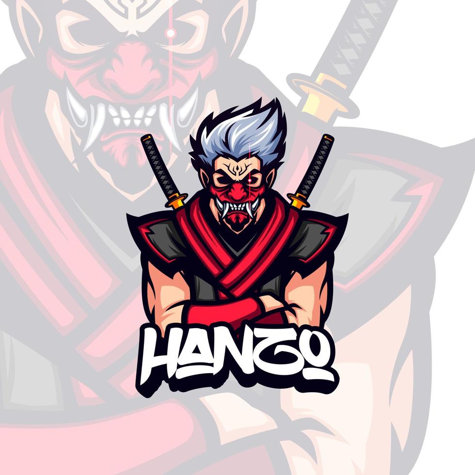 Red Masked Angry Ninja Assassins Vector Mascot