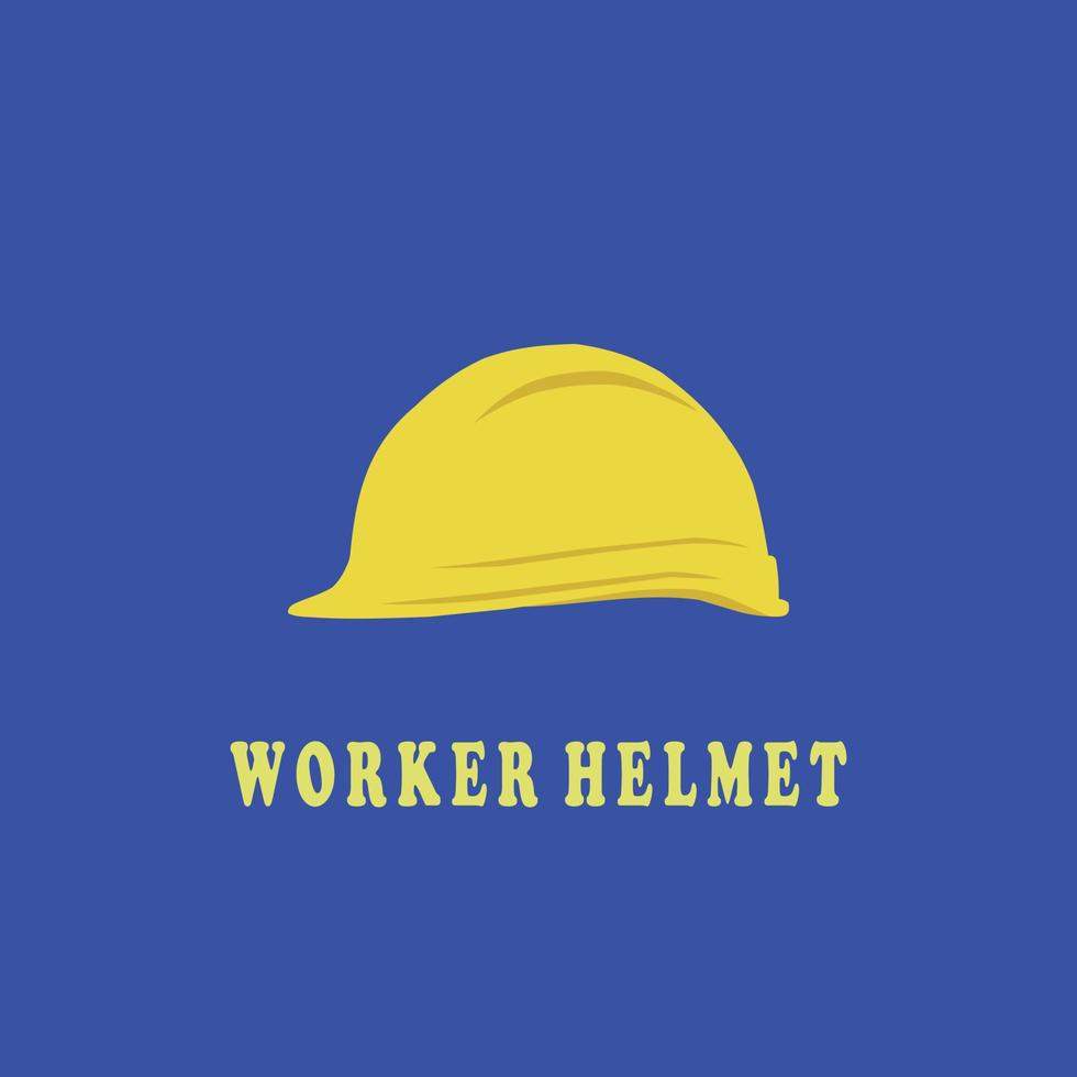 casco de trabajador amarillo sobre fondo azul ilustración plana vector