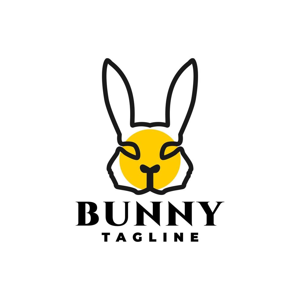 illustration of a bunny head in a line art style. for any business related to pet, bunny, rabbit vector