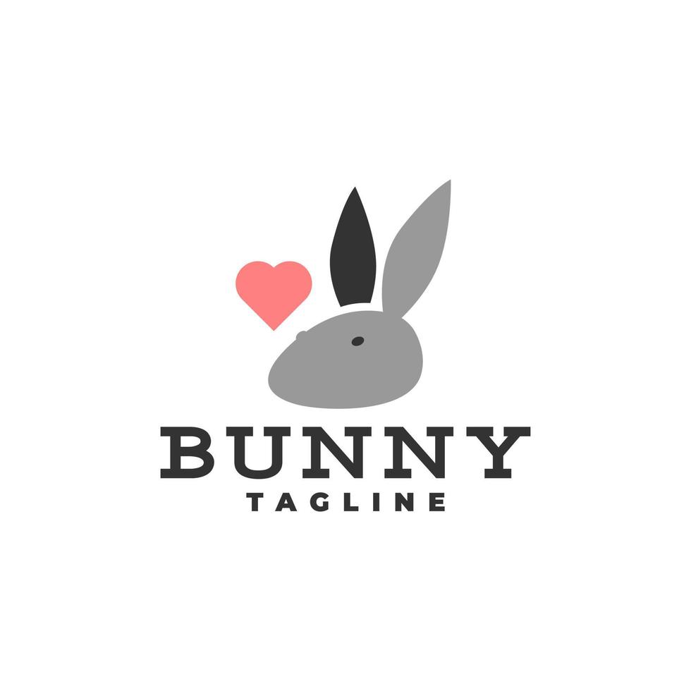 illustration of a bunny head and a love shape. good for any business related to pet, bunny, rabbit vector