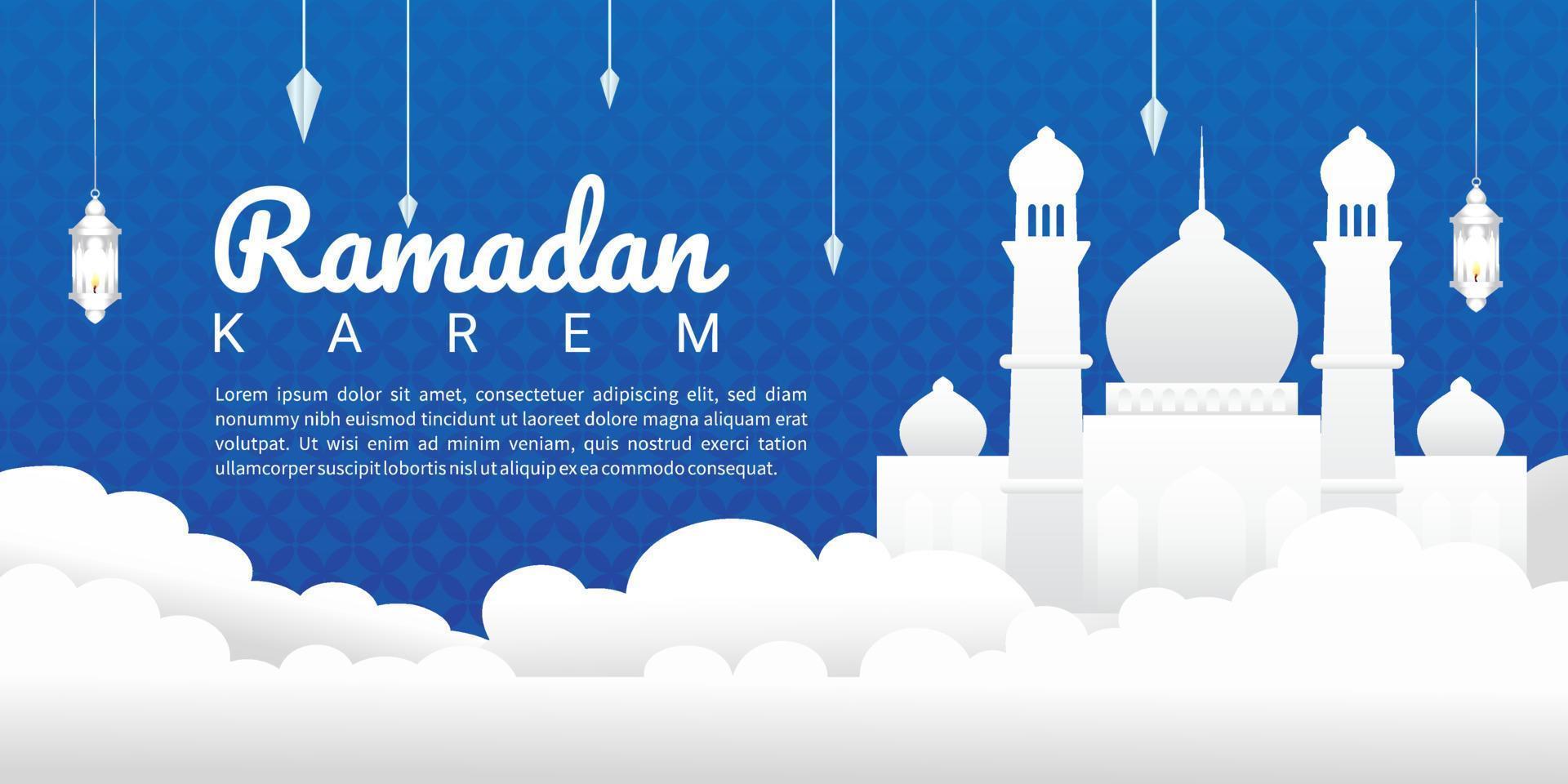 Islamic Arabic blue Luxury Background with mosque vector