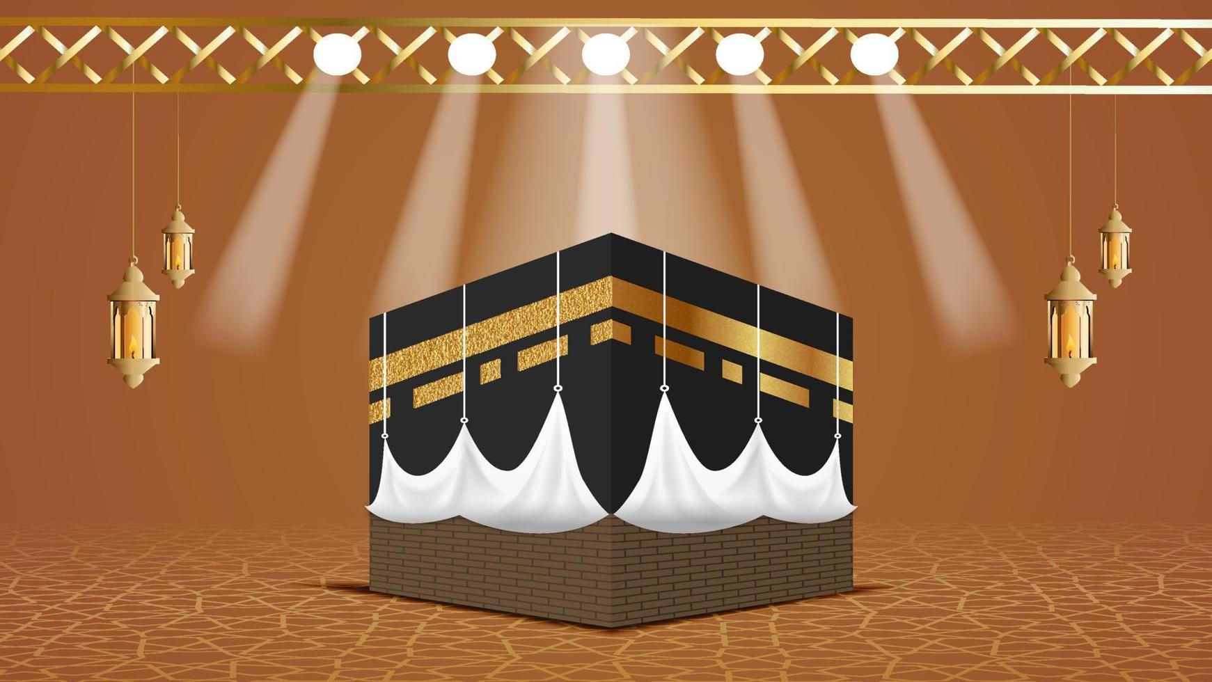 Luxury islamic decorative background with Kaaba vector