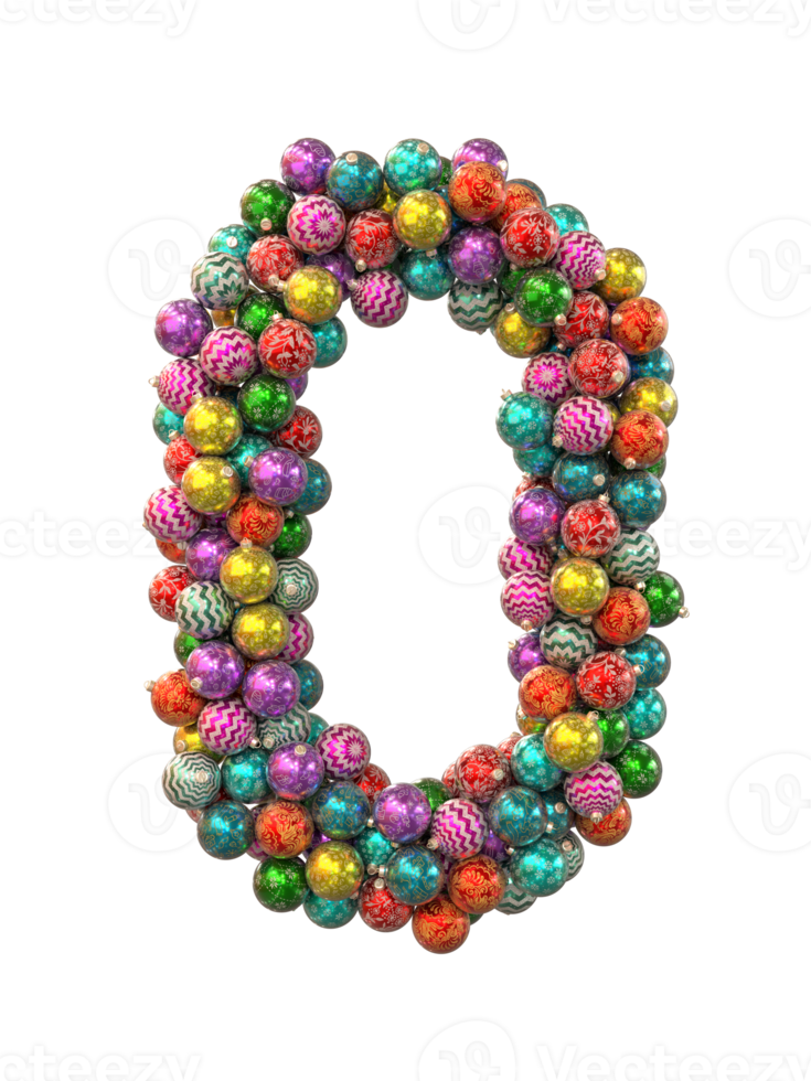 Festive Retro Holiday Christmas ornaments globe typeface text O png