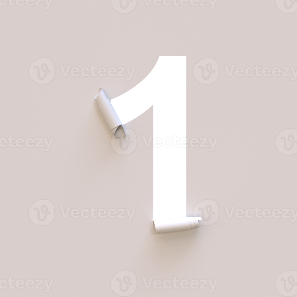 Paper Cut out roll up typeface text with alpha 1 png