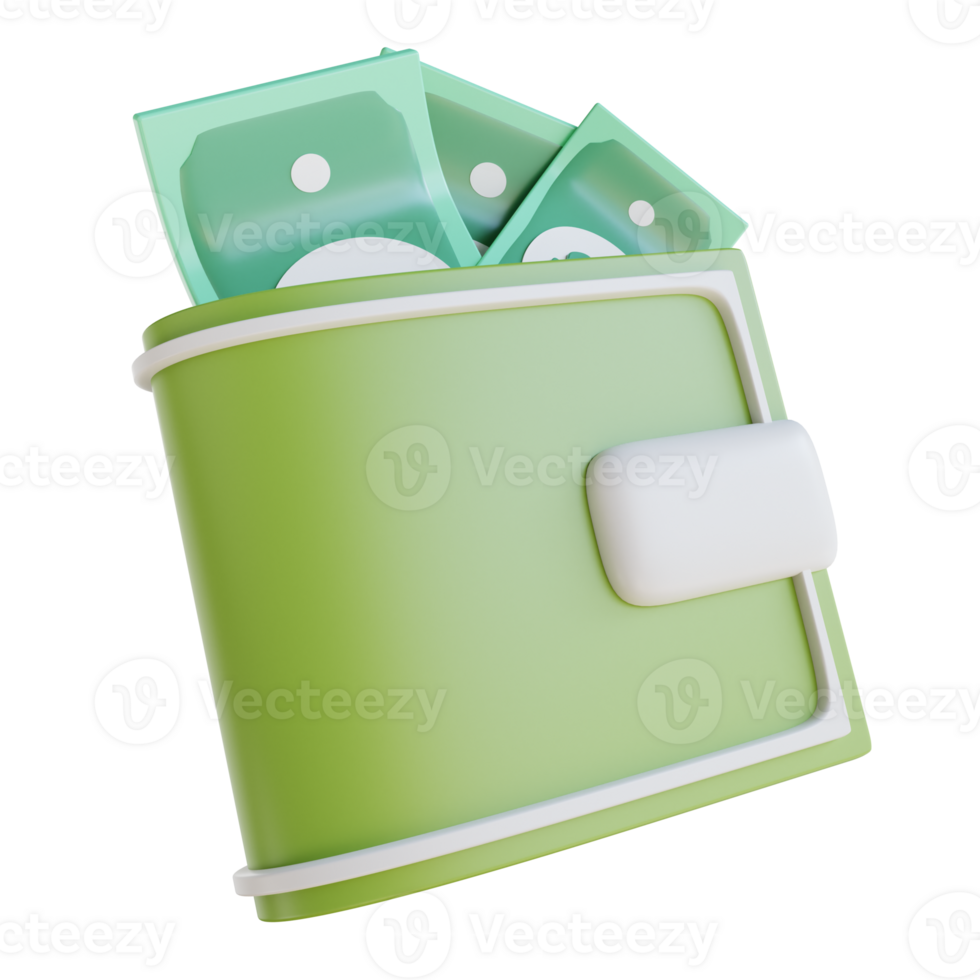 3D illustration business and finance money wallet png