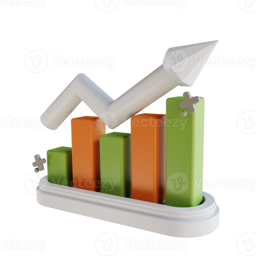 3d illustratie bedrijf diagram omhoog png