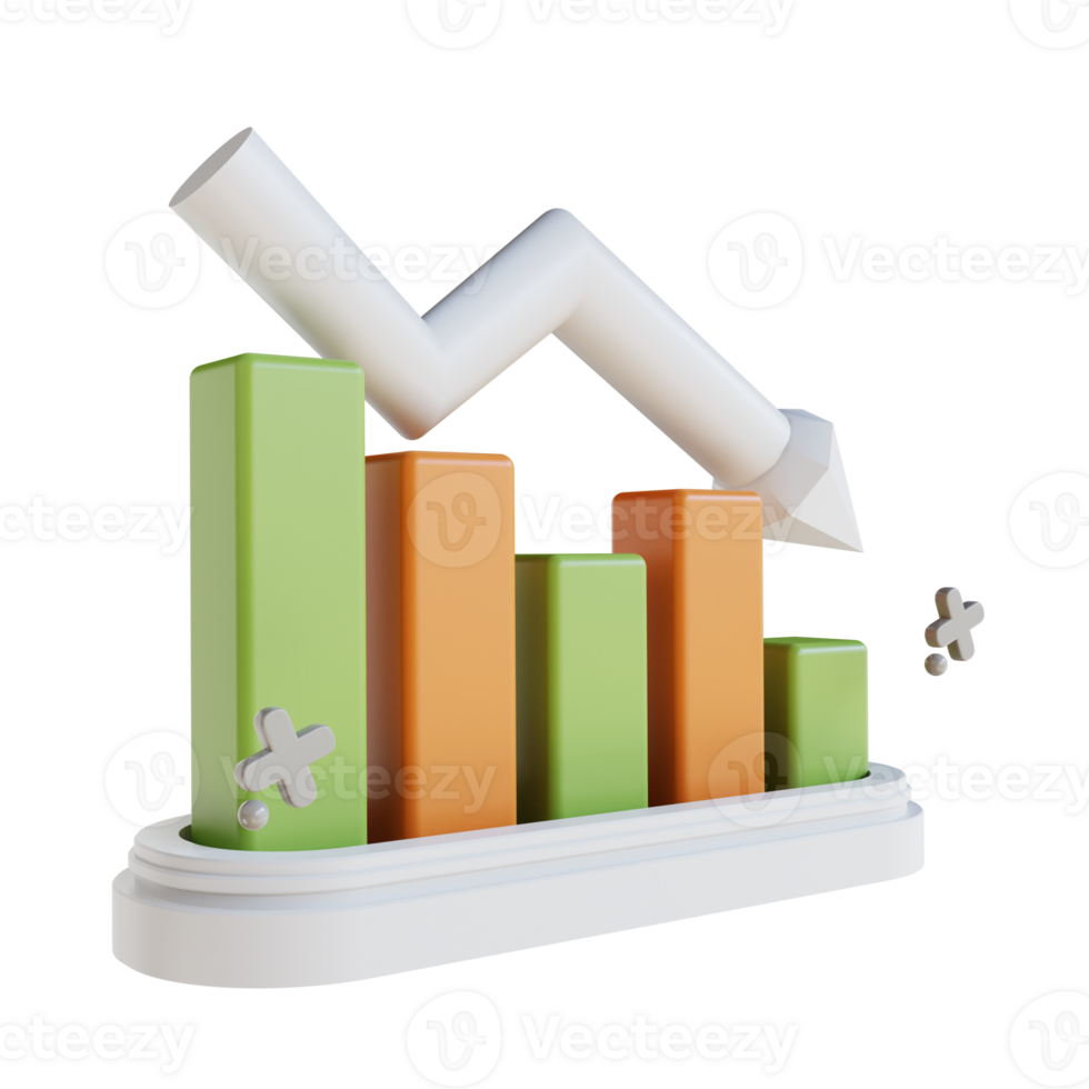 3d illustrazione attività commerciale grafico giù png