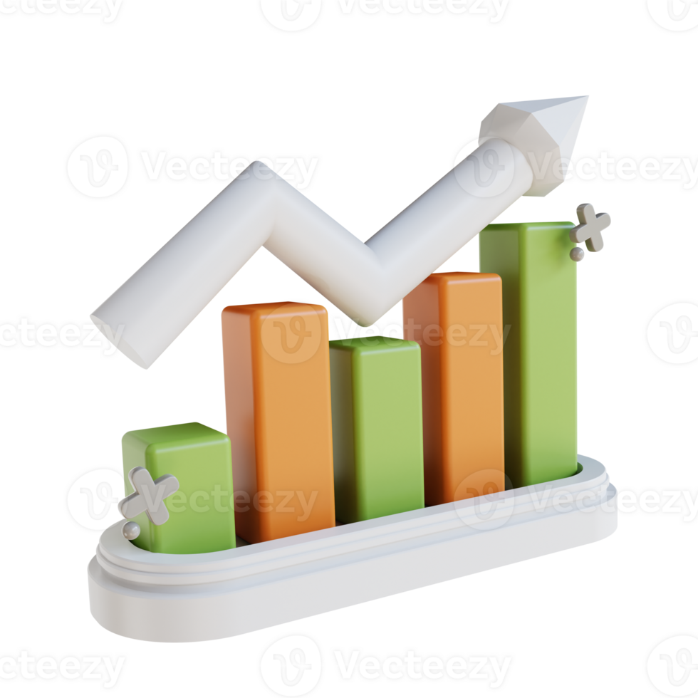 3D illustration business graph up png