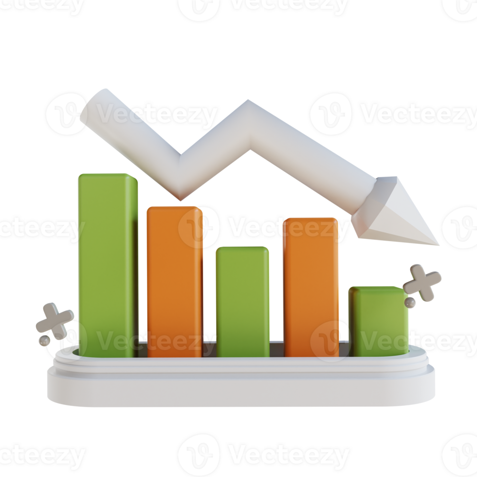 graphique d'affaires illustration 3d vers le bas png