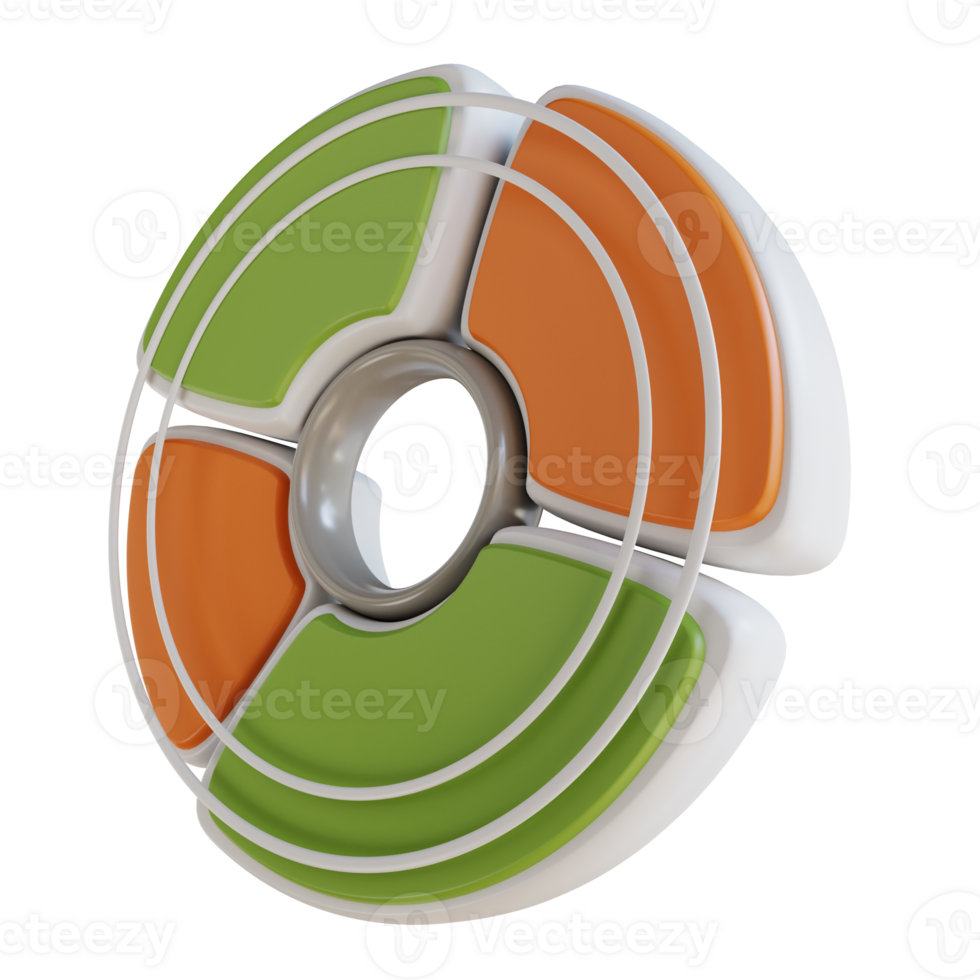 3D illustration business pie chart png