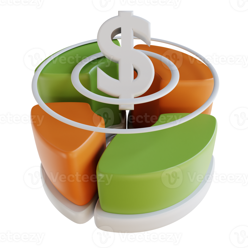 3D illustration business pie chart png