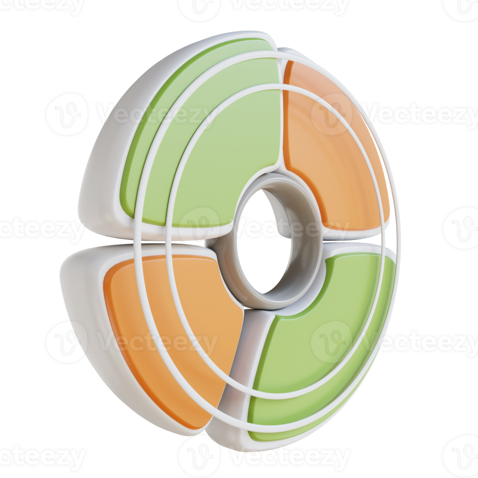 3D illustration business pie chart png