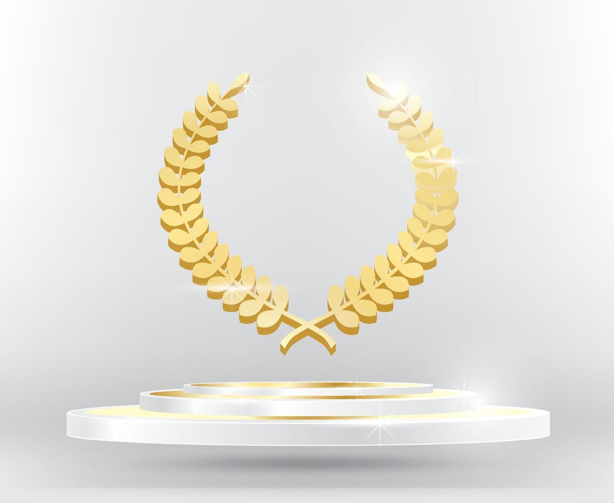 Gold Laurel Wreath on Podium. vector