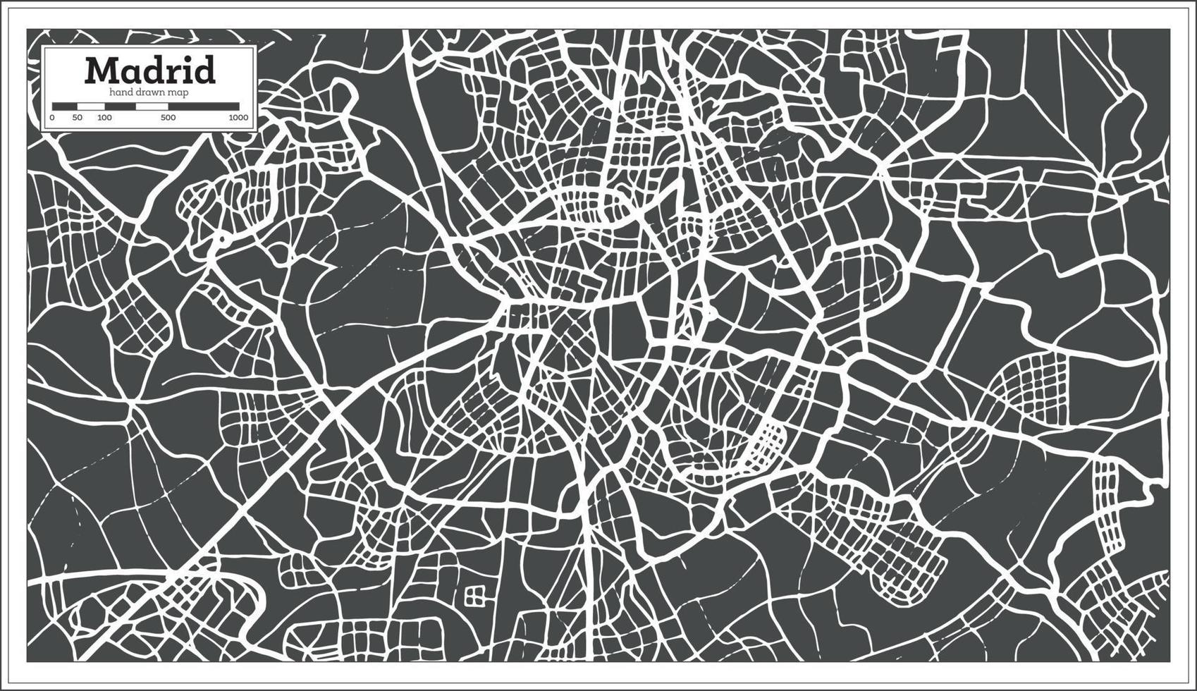 Madrid Spain Map in Retro Style. vector