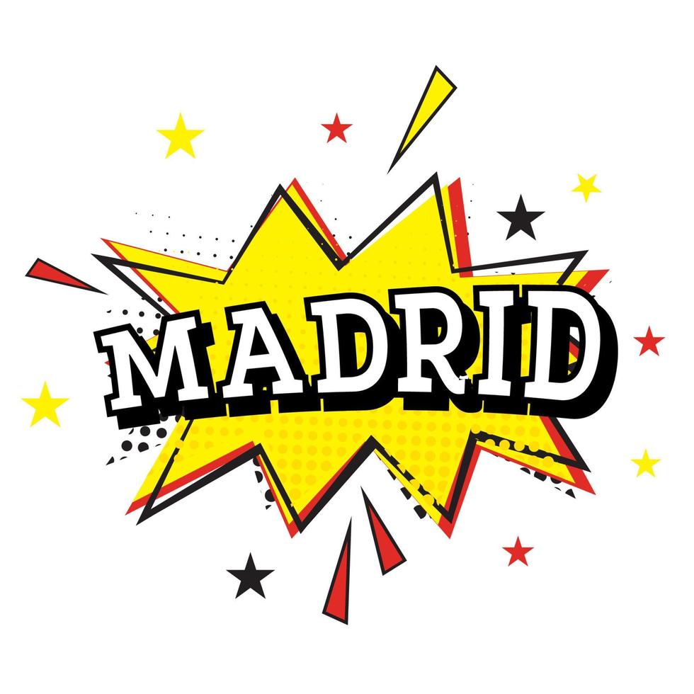 Madrid. texto cómico en estilo pop art. vector