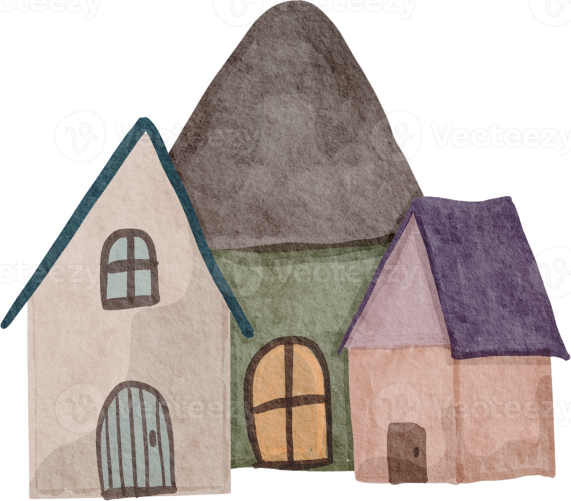 Watercolor little house png