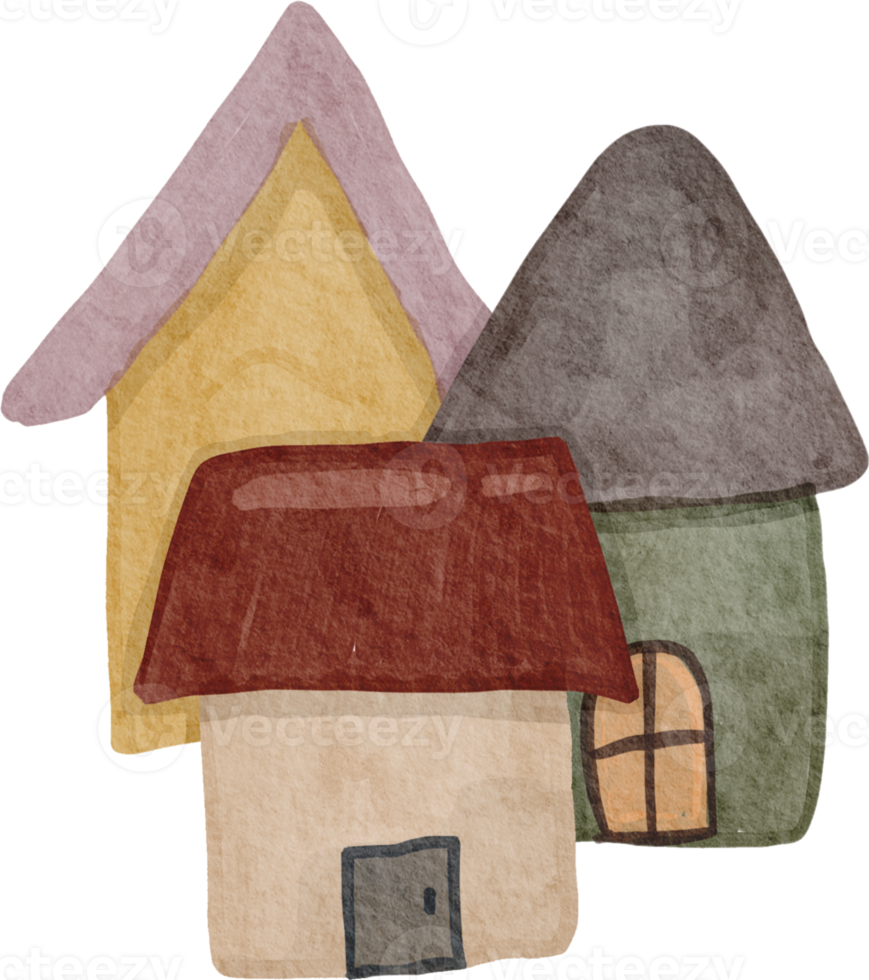 petite maison aquarelle png