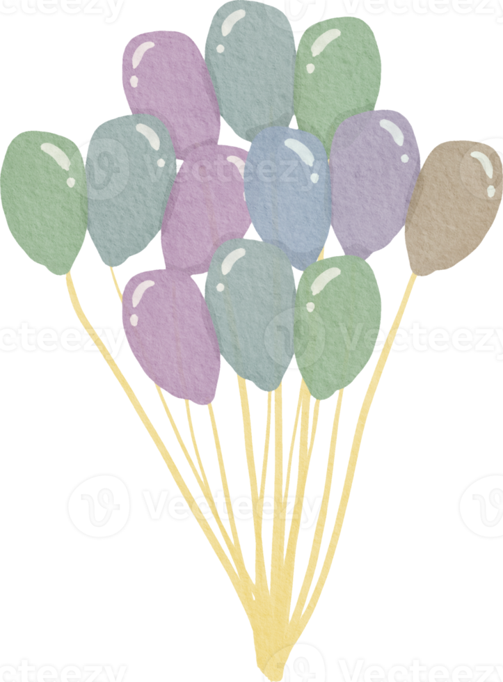 Watercolor colorful balloons png