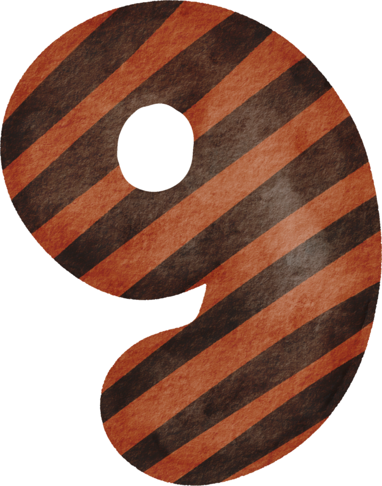 Watercolor number nine png