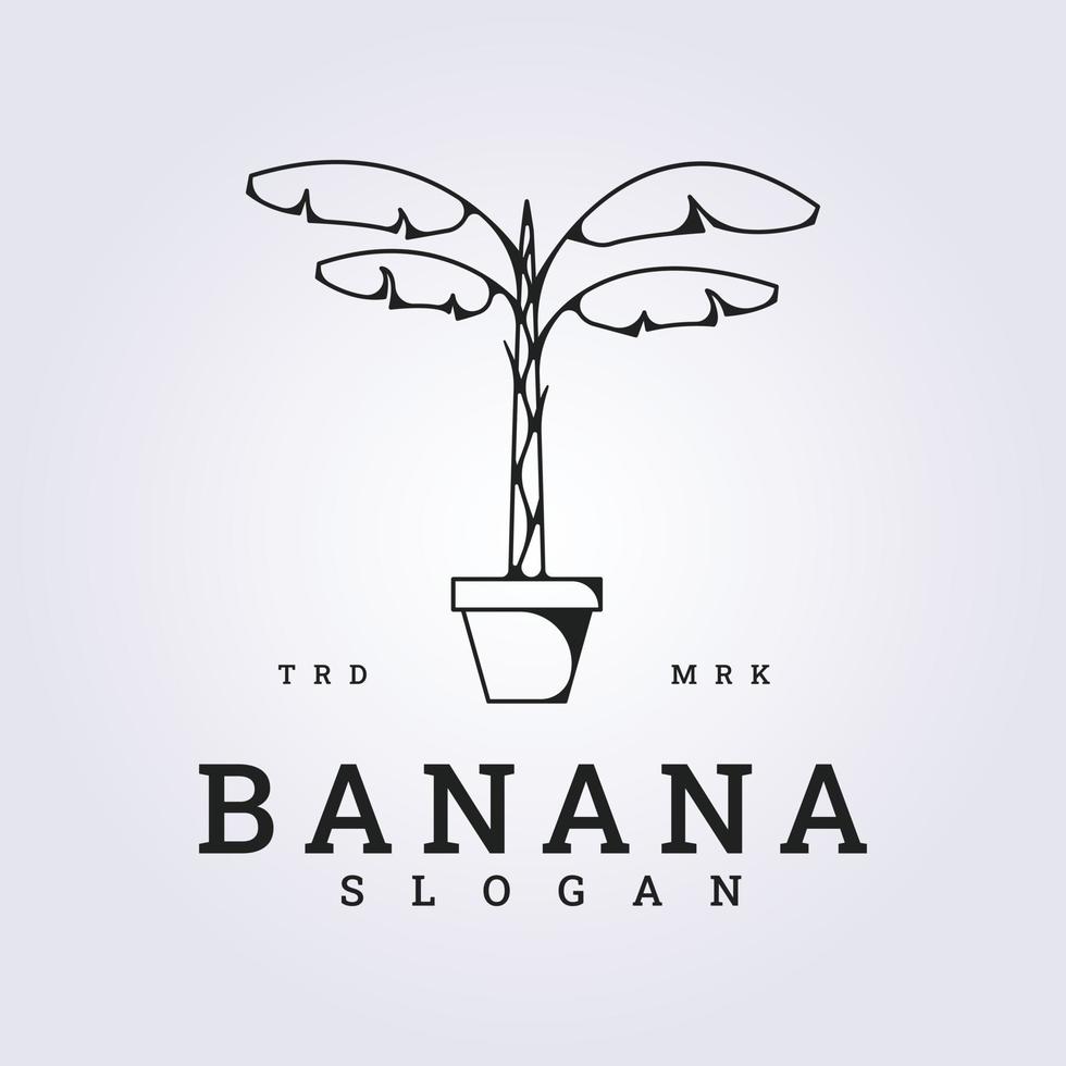 logotipo de banano vector ilustración línea arte diseño interior banano en la olla