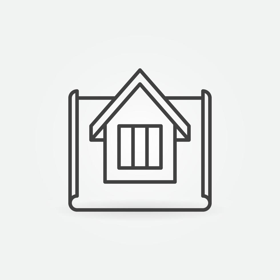 House on Paper outline vector icon. Architecture symbol