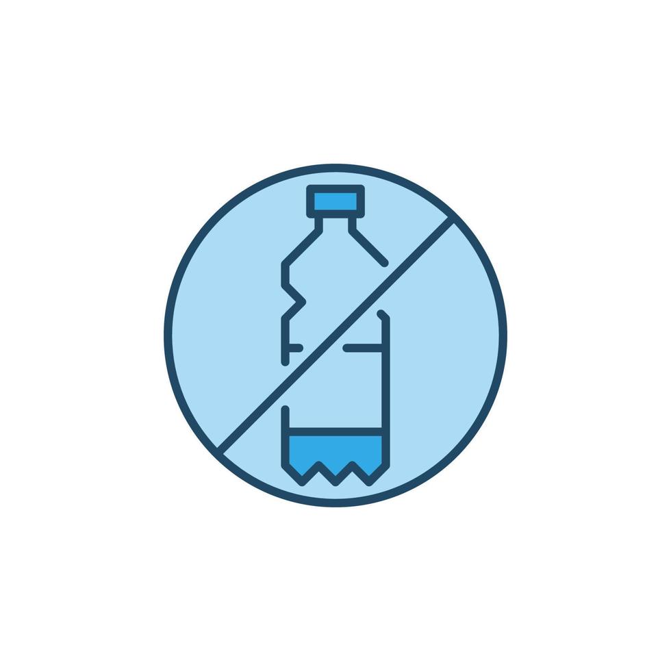 No Plastic Bottle vector concept blue icon