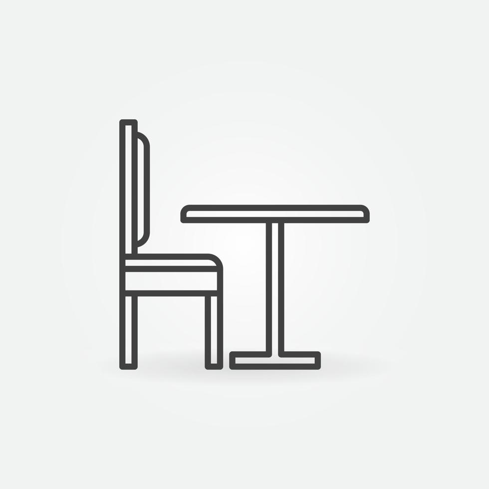 Chair with Table linear vector concept icon or sign