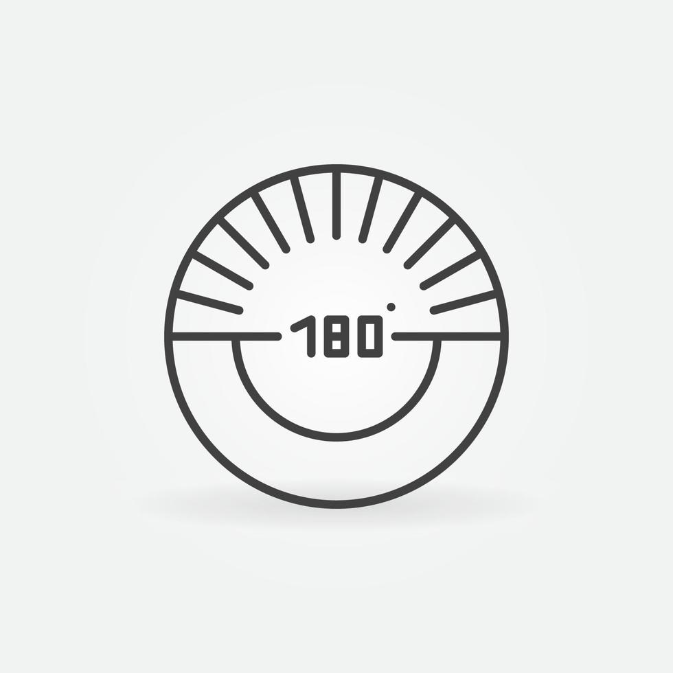 180 degrees angle outline circular icon - vector concept symbol